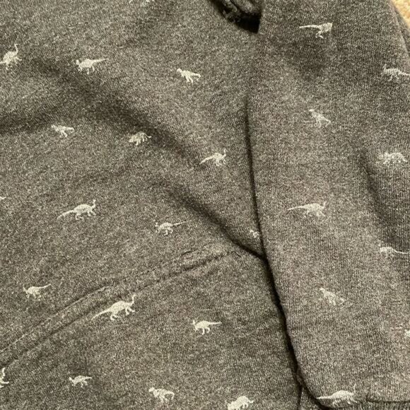 Lonely Planet Gray & White Tiny Dinosaur Print Fleece Hoodie Toddler Size 5 - Picture 2 of 5